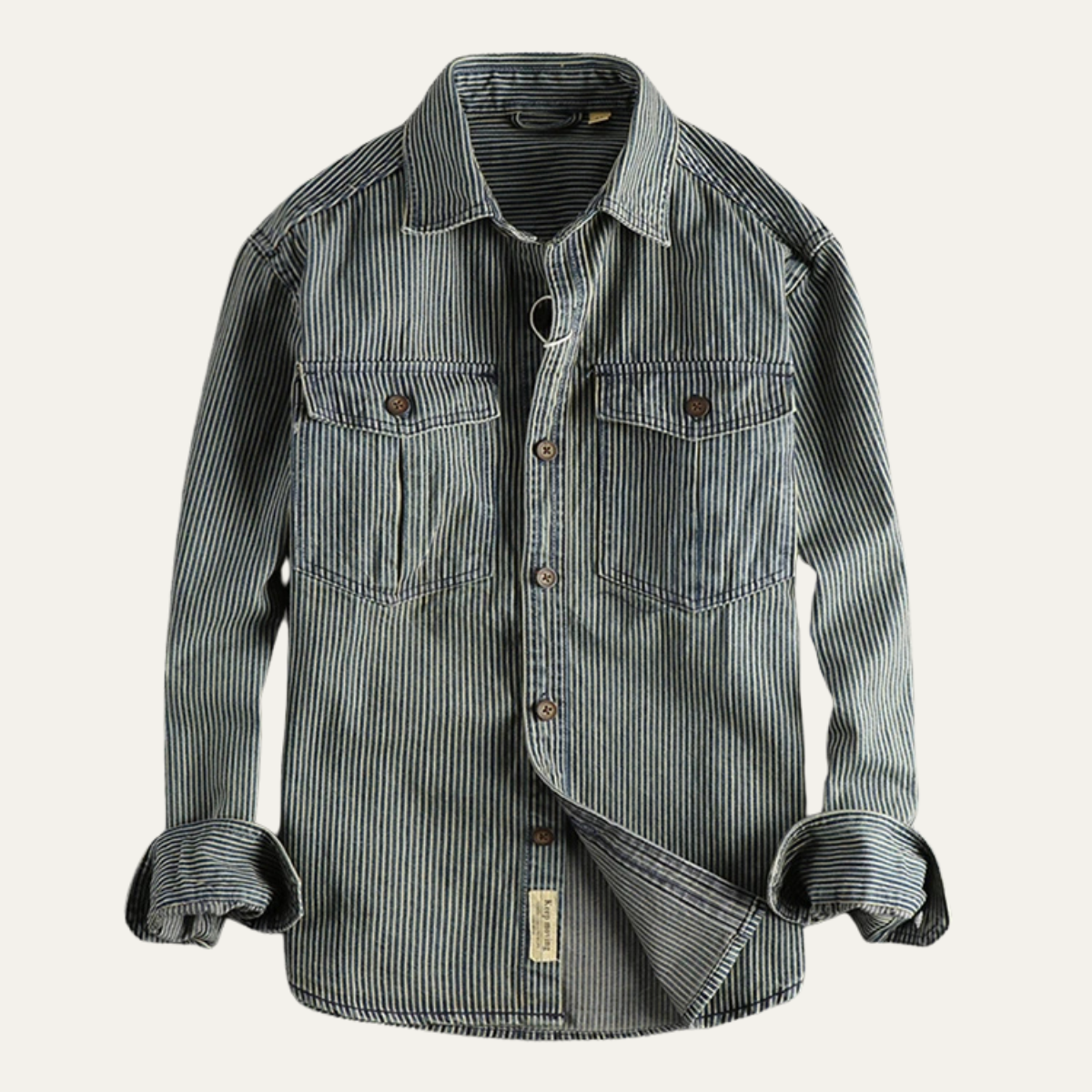 The Ridgepark Men’s Casual Vintage Striped Denim Shirt Jacket