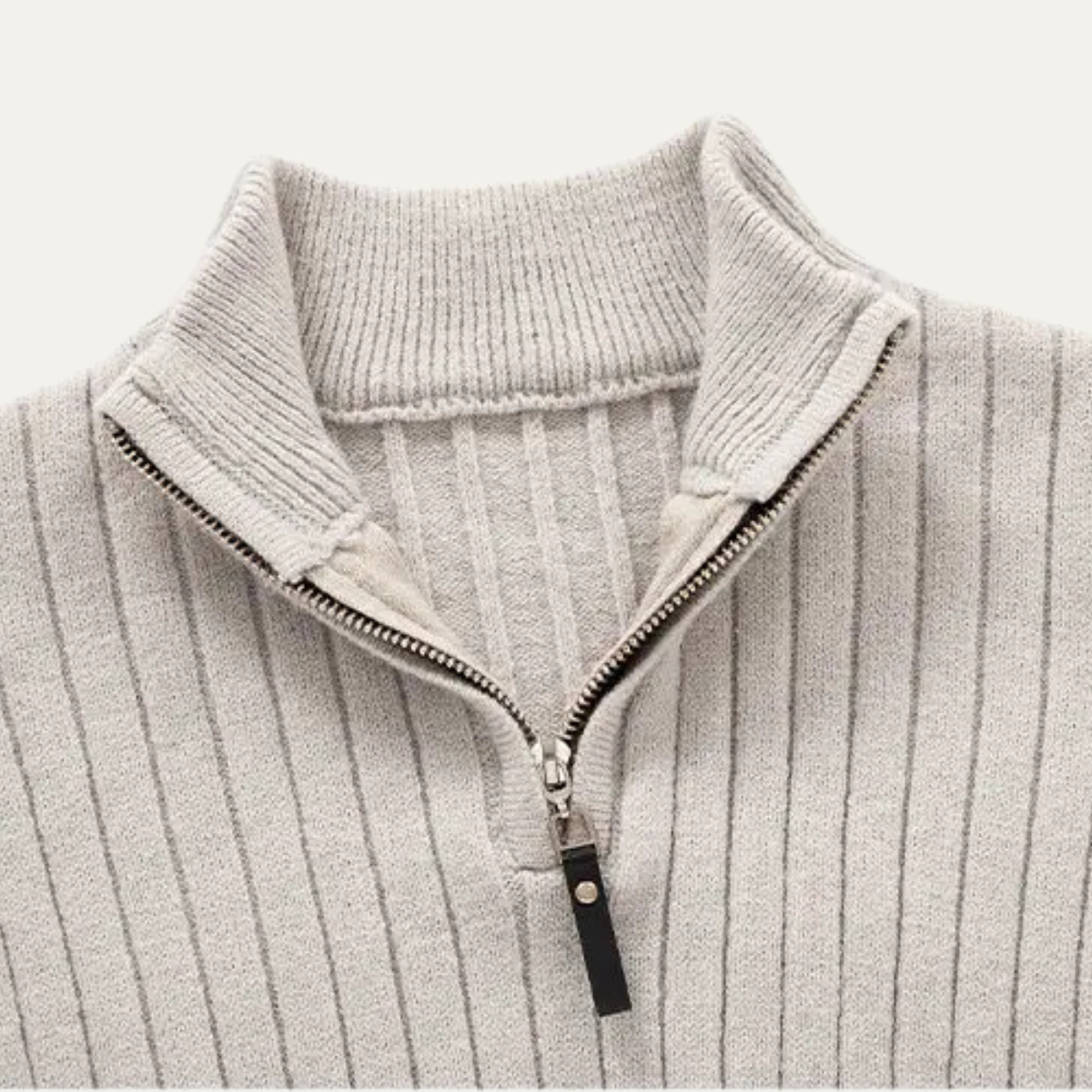 The Favignana Men's Knitted Stand Collar Ribbed Half Zip Sweater