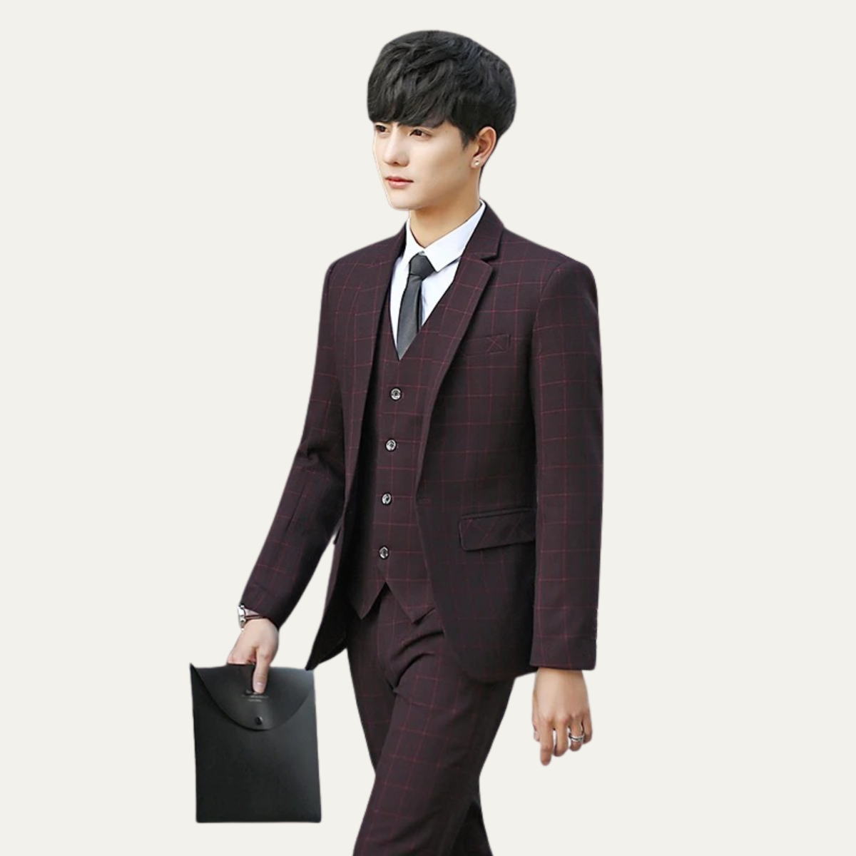 The Padova Men’s Plaid 3 Piece Suit – Slim Fit Blazer Vest and Pants