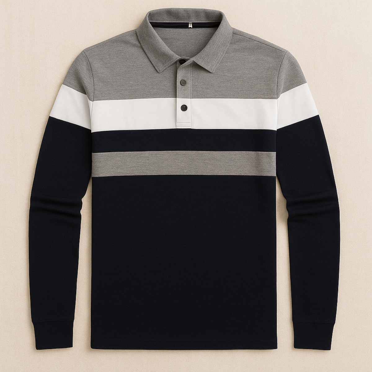 The Fairdale Men's Striped Long Sleeve Polo Shirt