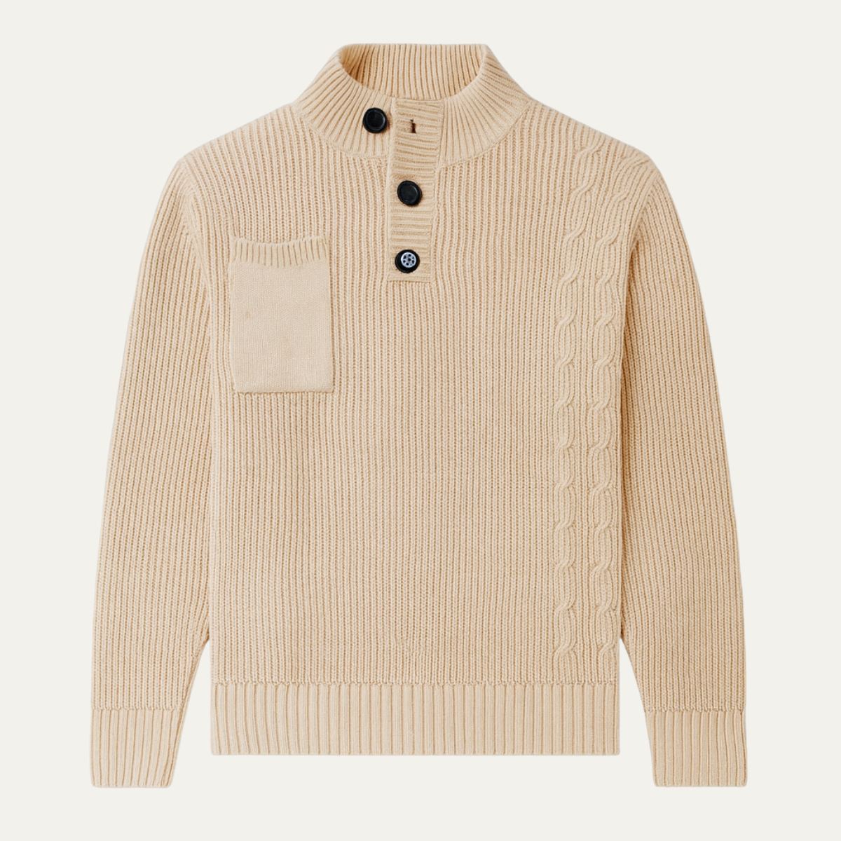 The Alberobello Men’s Winter Stand Collar Knitted Sweater with Buttons