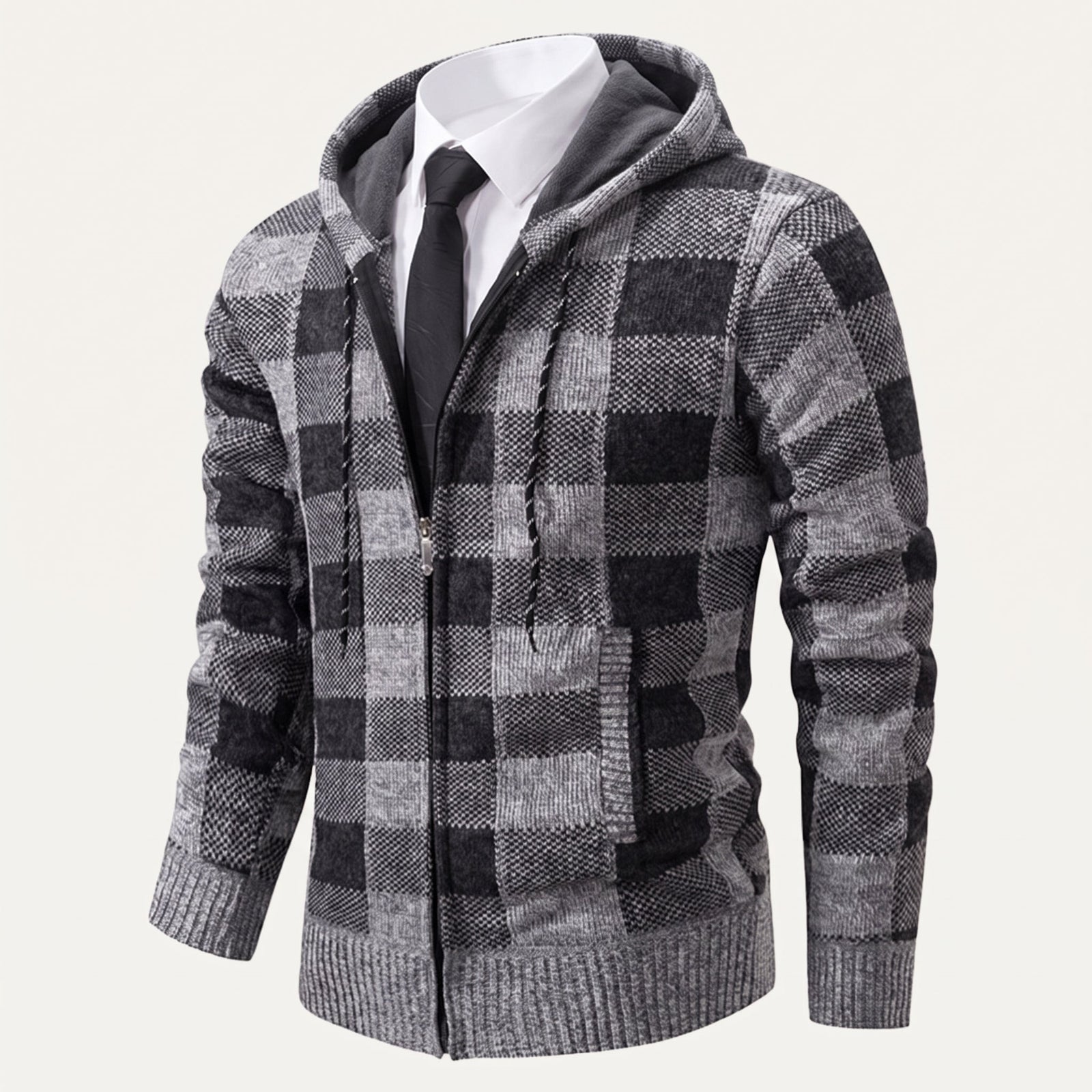 Men's Plaid Zip Up Hoodie