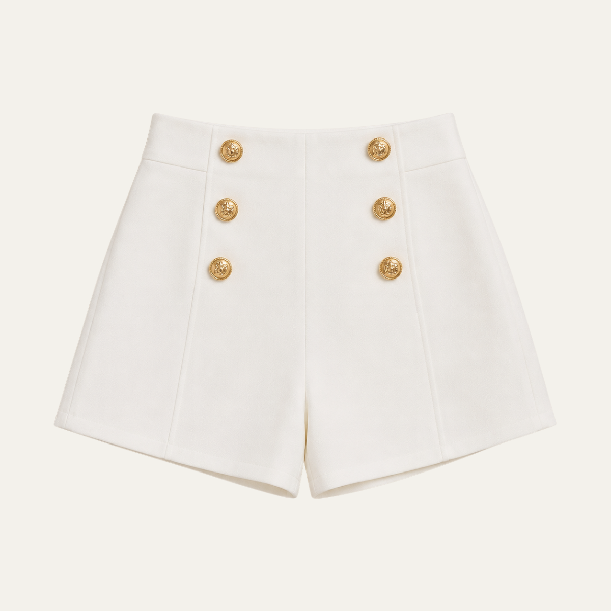 Women's High Waist A Line Shorts with Double Button Detail
