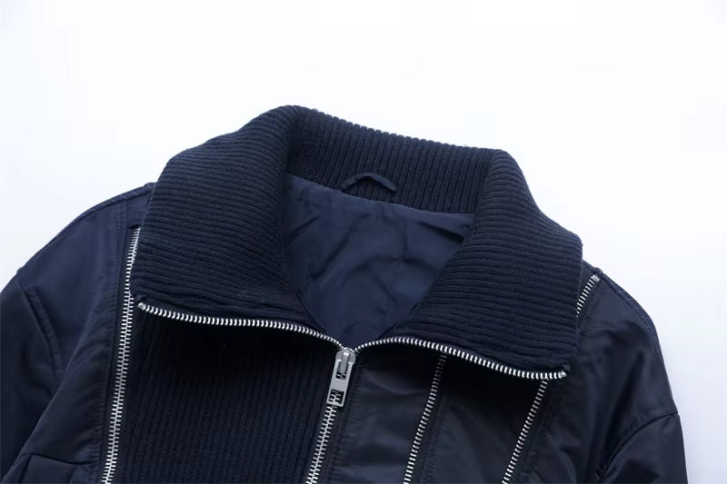 Women's Zip Up Cropped Bomber Jacket