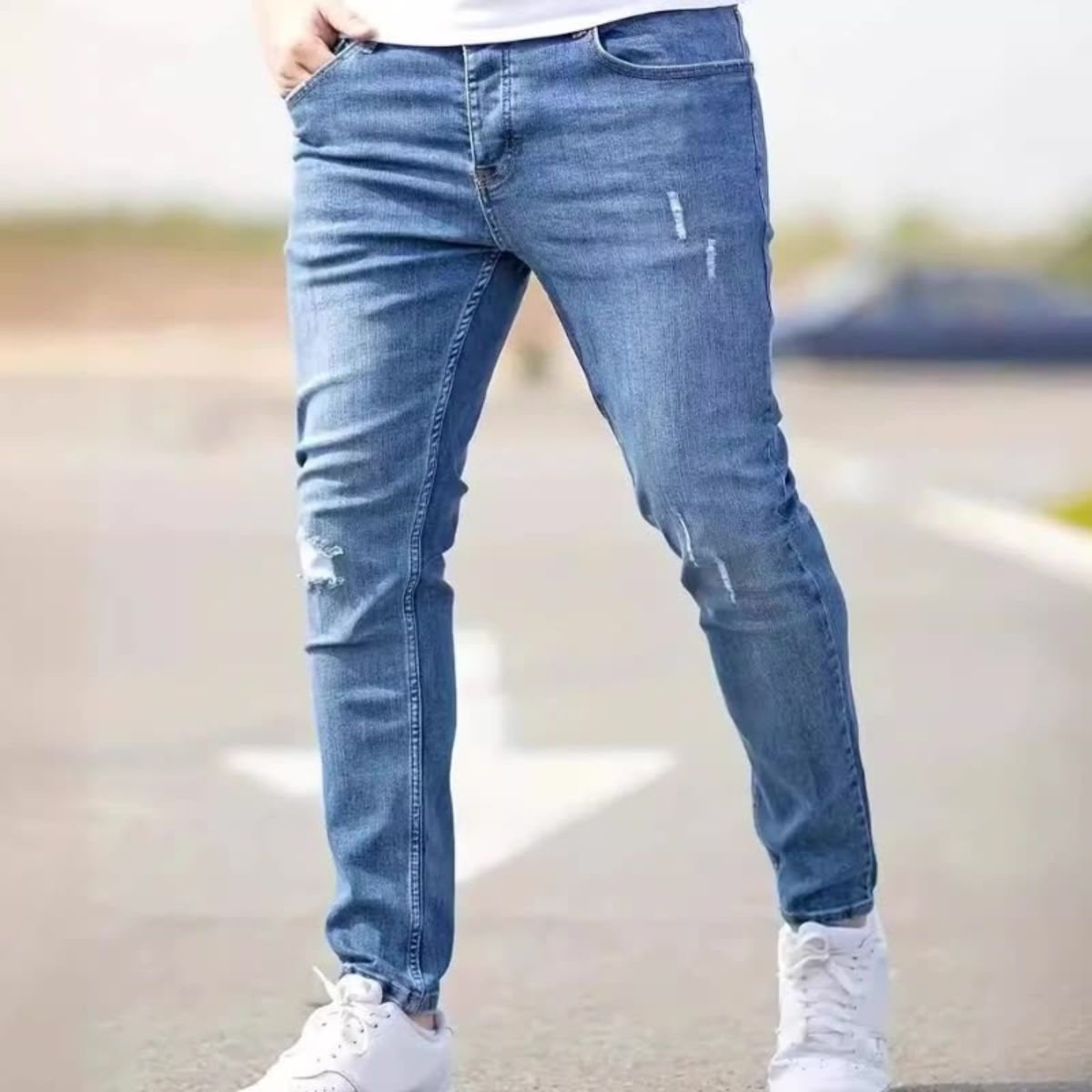 The Bologna Slim Fit Distressed Stretch Skinny Jeans