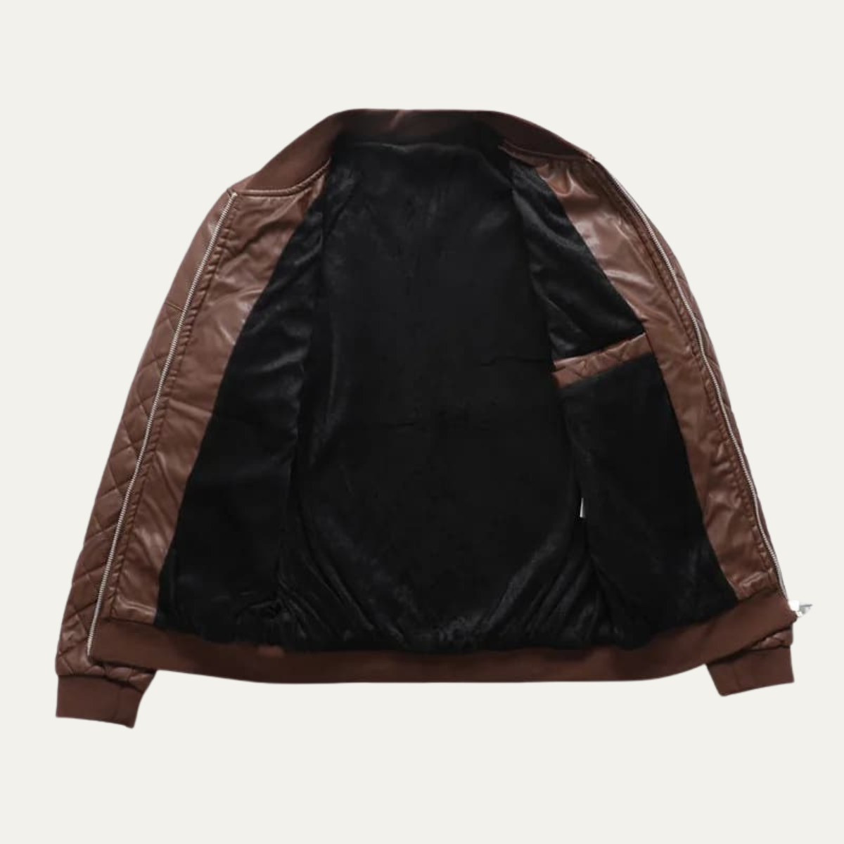 Men's Quilted Leather Bomber Jacket