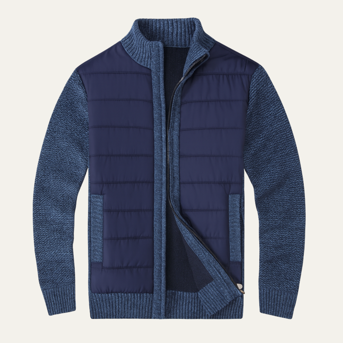 The Dundee Men’s Winter Knit-Sleeve Zip Up Puffer Jacket