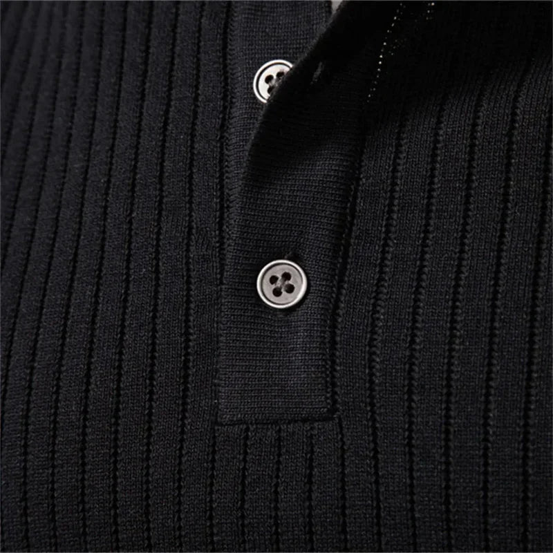 The Taormina Men's Ribbed Henley Knit Sweater