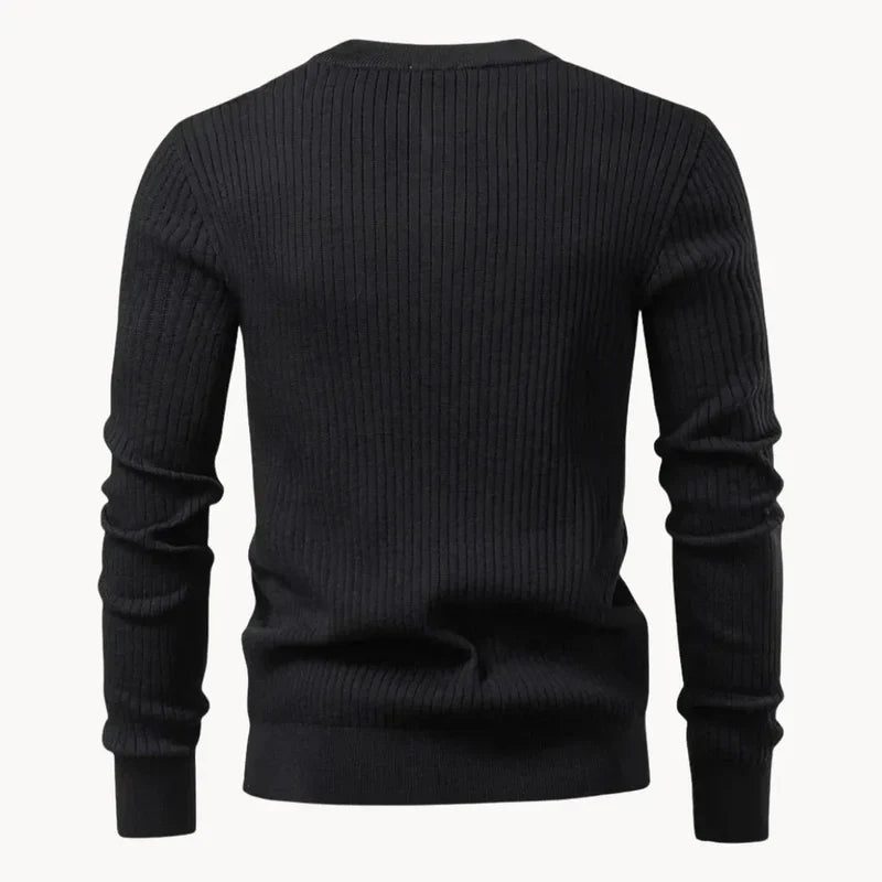 The Taormina Men's Ribbed Henley Knit Sweater