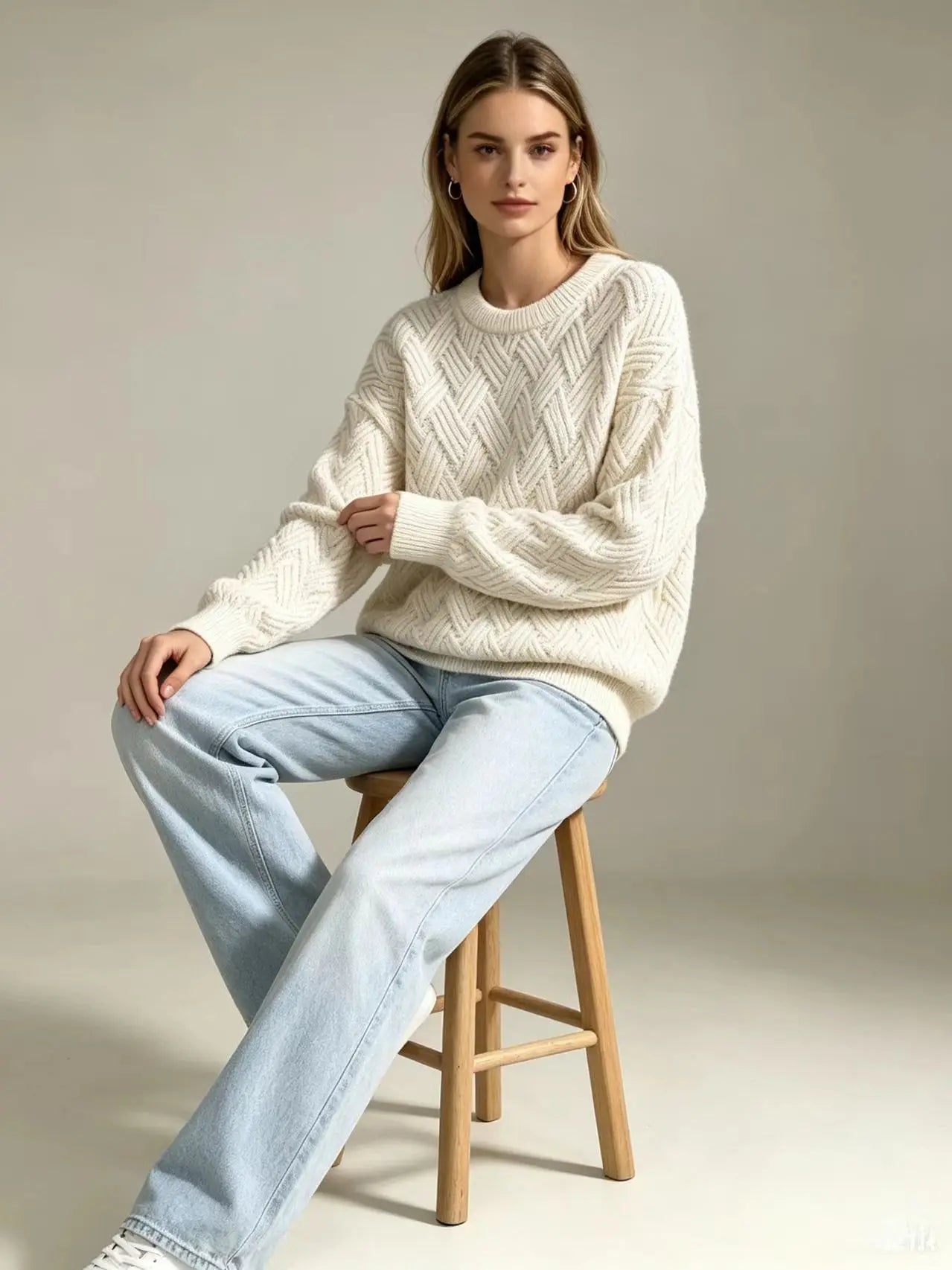 Women's Cable Knit Crewneck Sweater