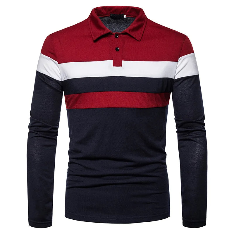 The Fairdale Men's Striped Long Sleeve Polo Shirt