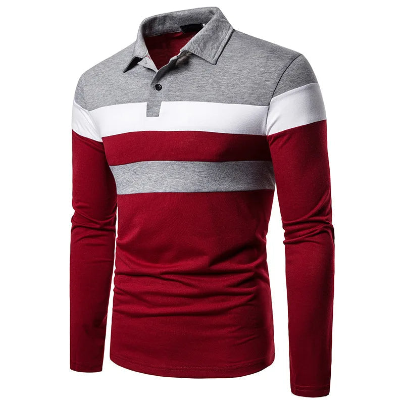 The Fairdale Men's Striped Long Sleeve Polo Shirt