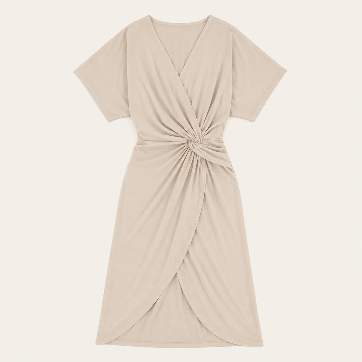 Twist Front Midi Dress - Elegant Wrap Silhouette