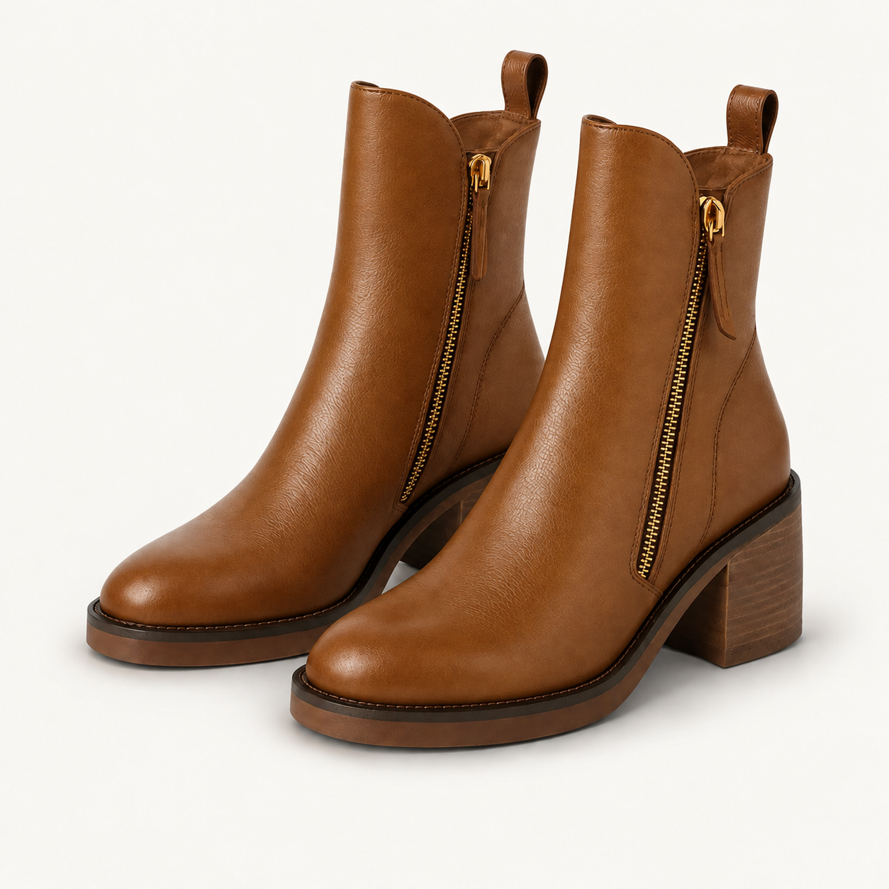 Women’s Ankle Boots – Side Zip Block Heel Booties