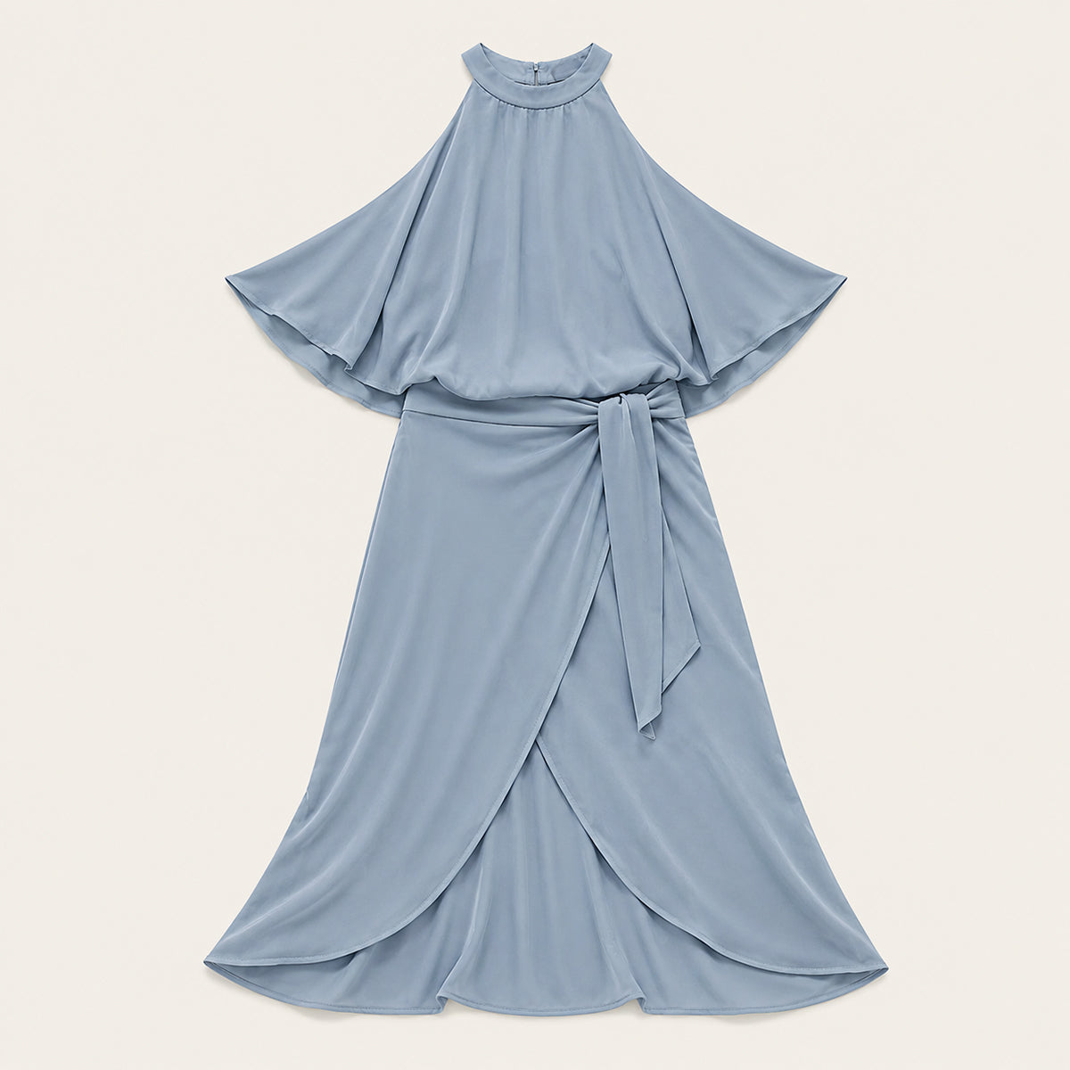 Midi Dress with Halter Neck and Off Shoulder
