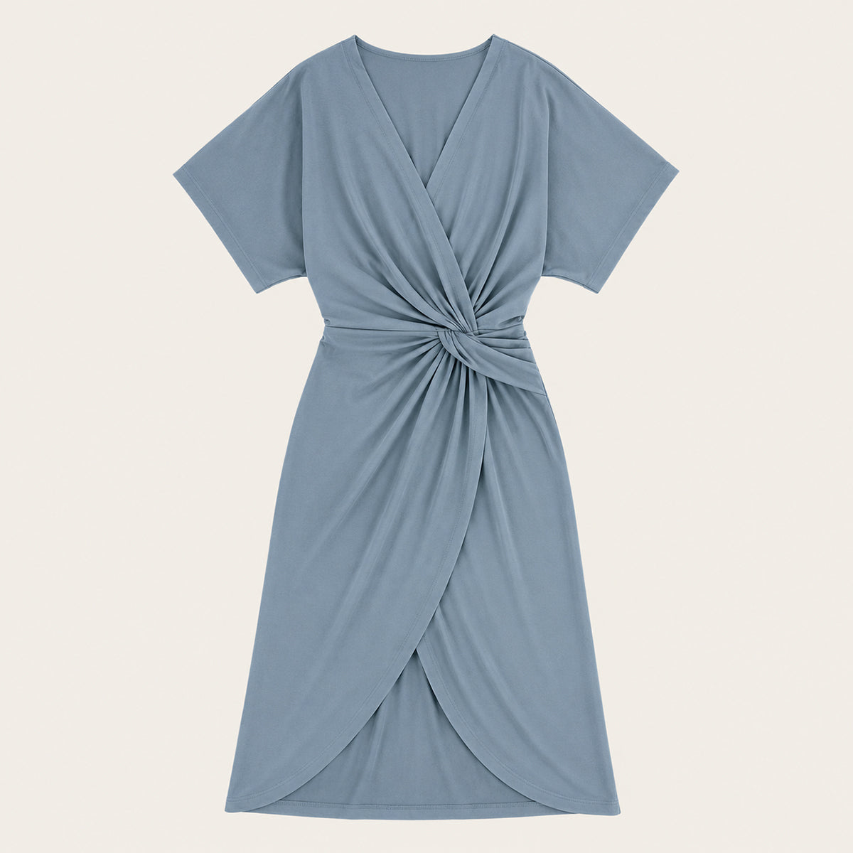 Twist Front Midi Dress - Elegant Wrap Silhouette