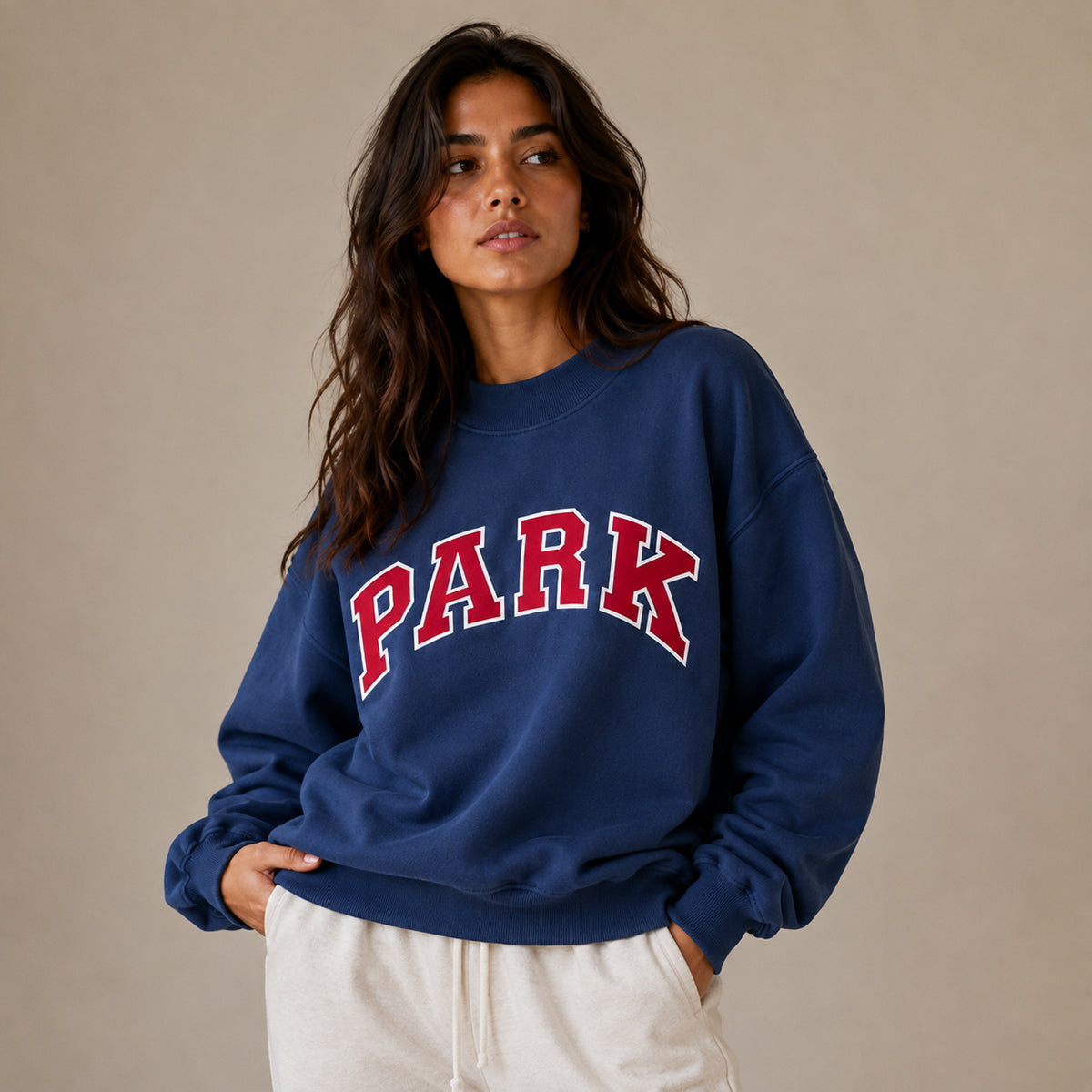 Oversized Mock Neck Varsity Sweatershirt