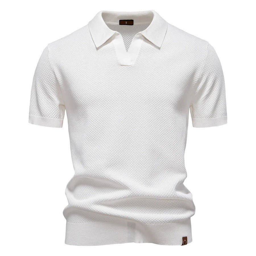 The Desenzano Men's Smart Knit Open Collar Polo Shirt