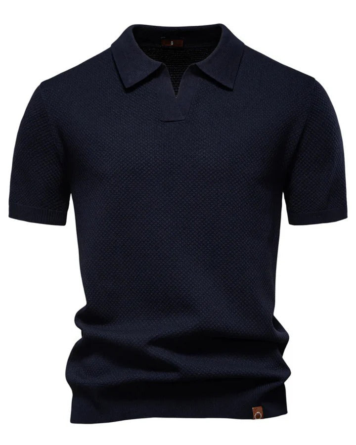 The Desenzano Men's Smart Knit Open Collar Polo Shirt