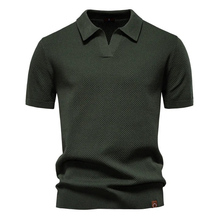 The Desenzano Men's Smart Knit Open Collar Polo Shirt