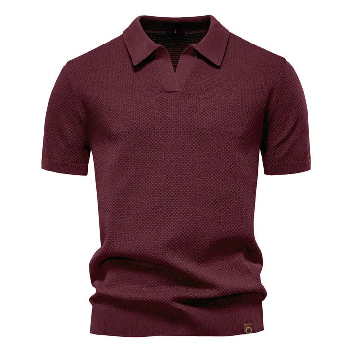 The Desenzano Men's Smart Knit Open Collar Polo Shirt