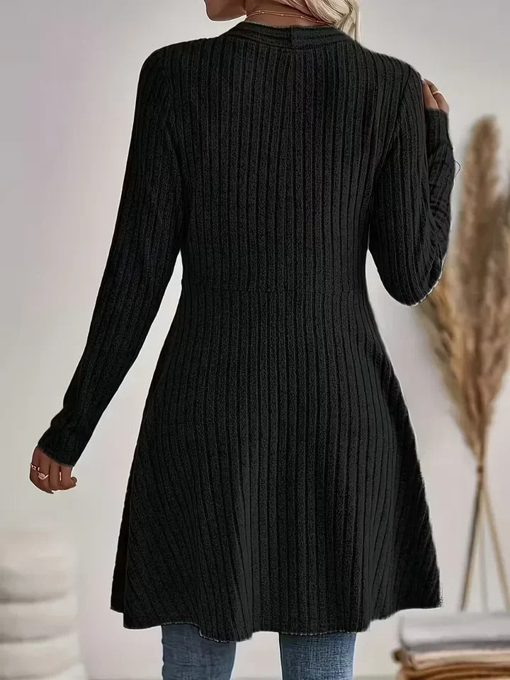 Women's Open Front Cardigan with Ruffle Hem