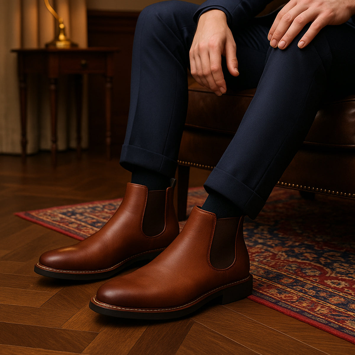The Highlands Men's Durable Leather Chelsea Boots