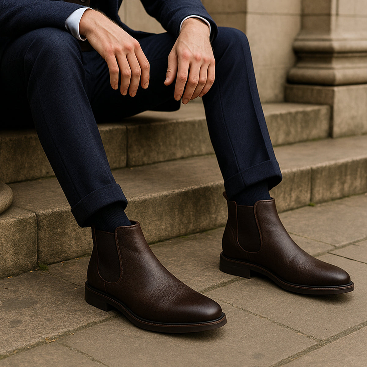 The Highlands Men's Durable Leather Chelsea Boots