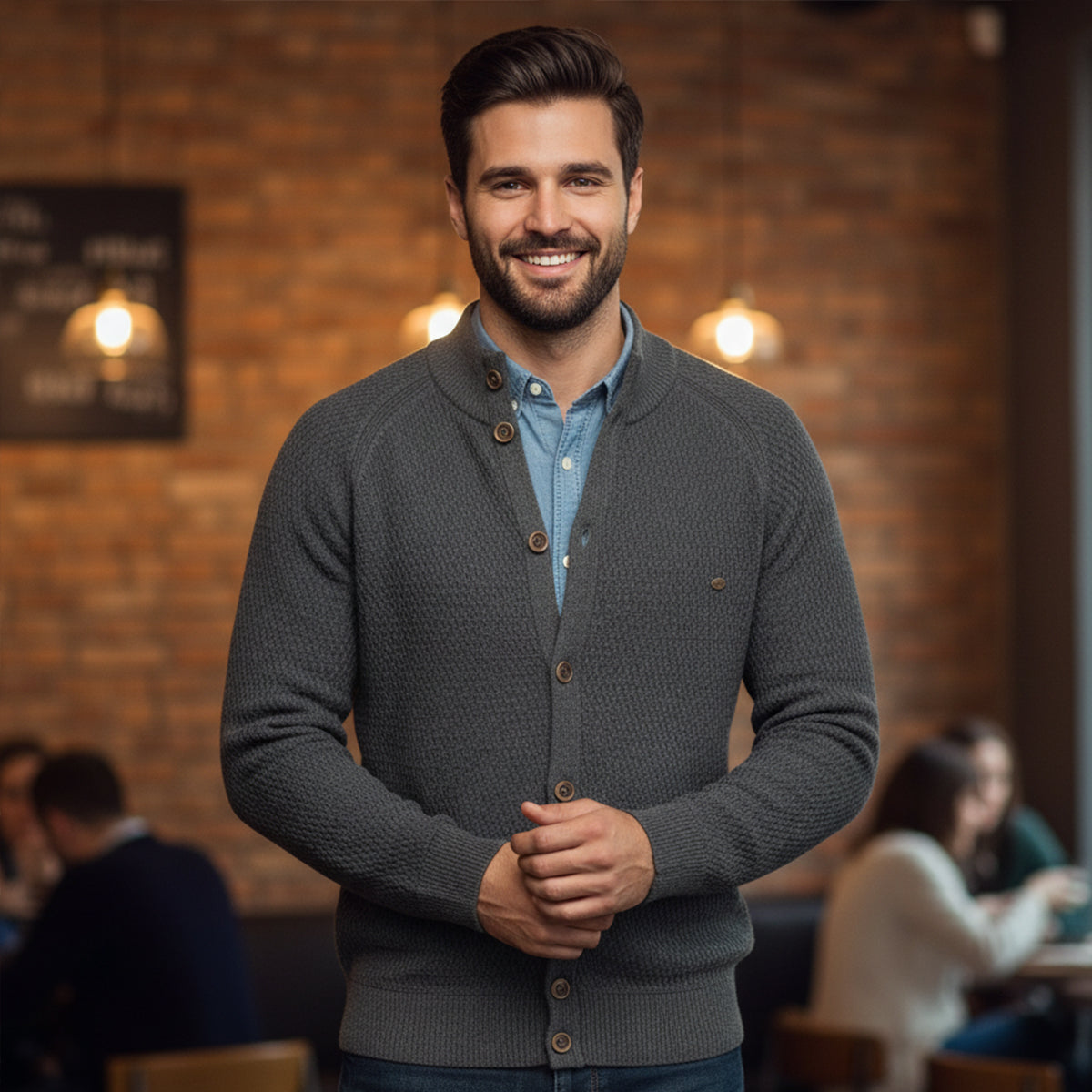 The Caernarfon Men's Casual Button Up Knitted Cotton Cardigan