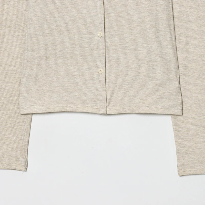 Women's Cropped V Neck Knit Cardigan with Button Front