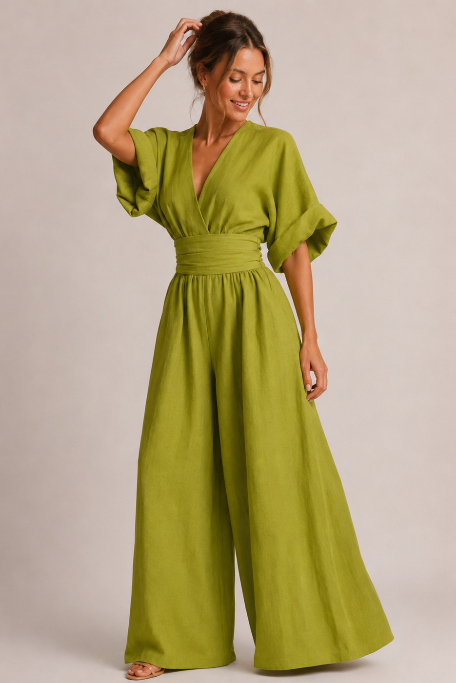 Women's Belted Wide Leg Jumpsuit