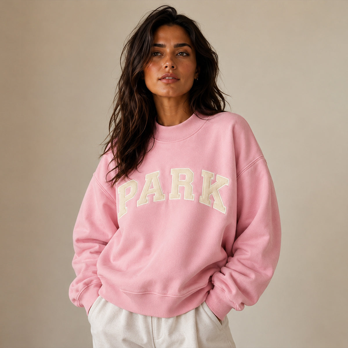 Oversized Mock Neck Varsity Sweatershirt