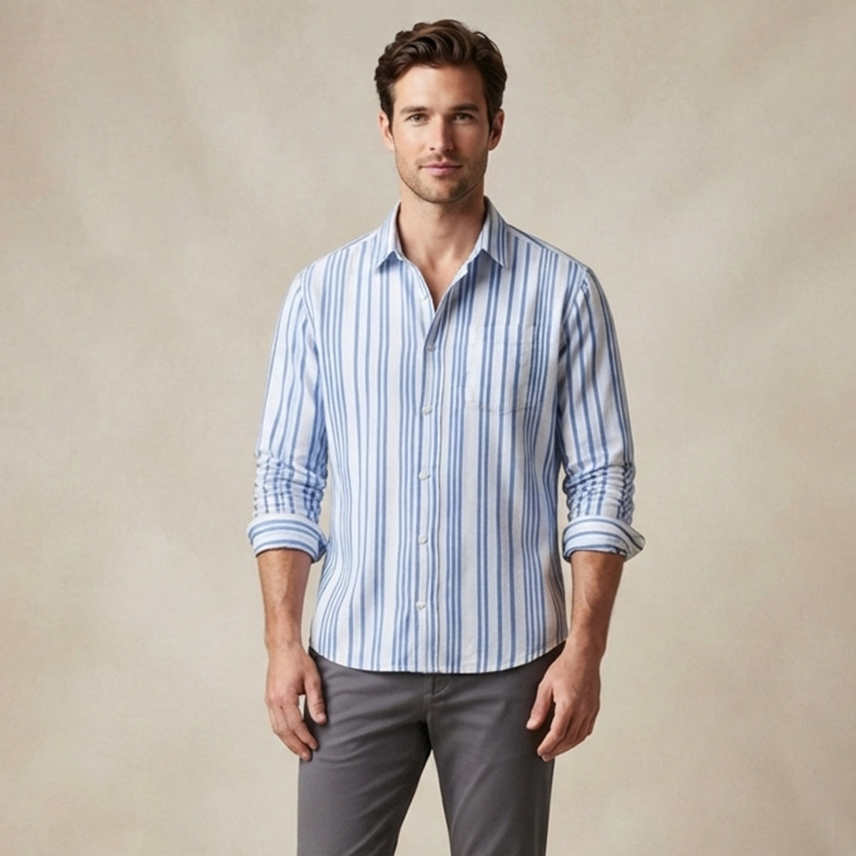 The Lecco Men’s Slim Fit Striped Business Dress Shirt