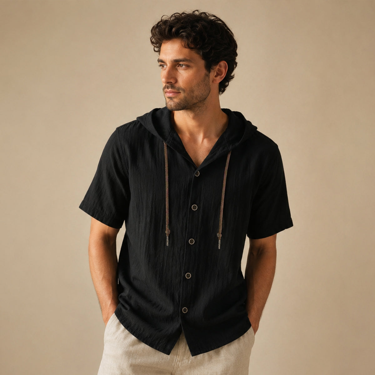 The Fairhaven Ridge Men’s Lightweight Hooded Cotton Linen Shirt