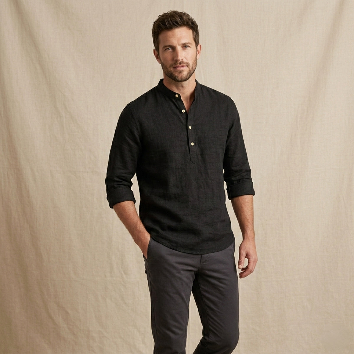 The Ridgebrook Park Men's Breathable Linen Summer Casual Button Up Shirt