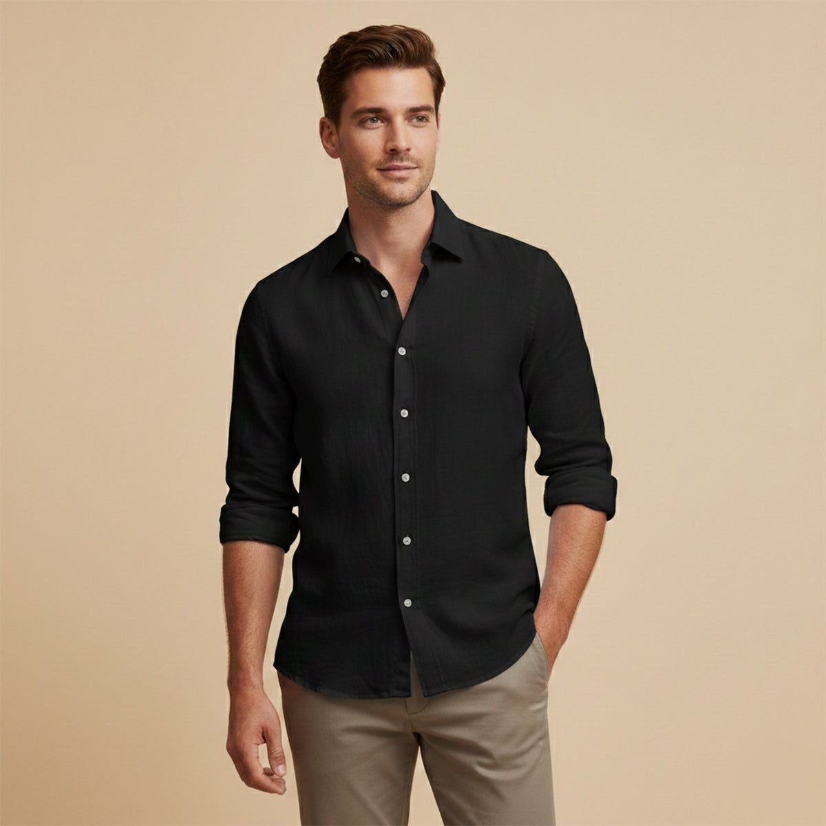 The Richmond Men’s Lightweight Cotton Linen Button Up Shirt