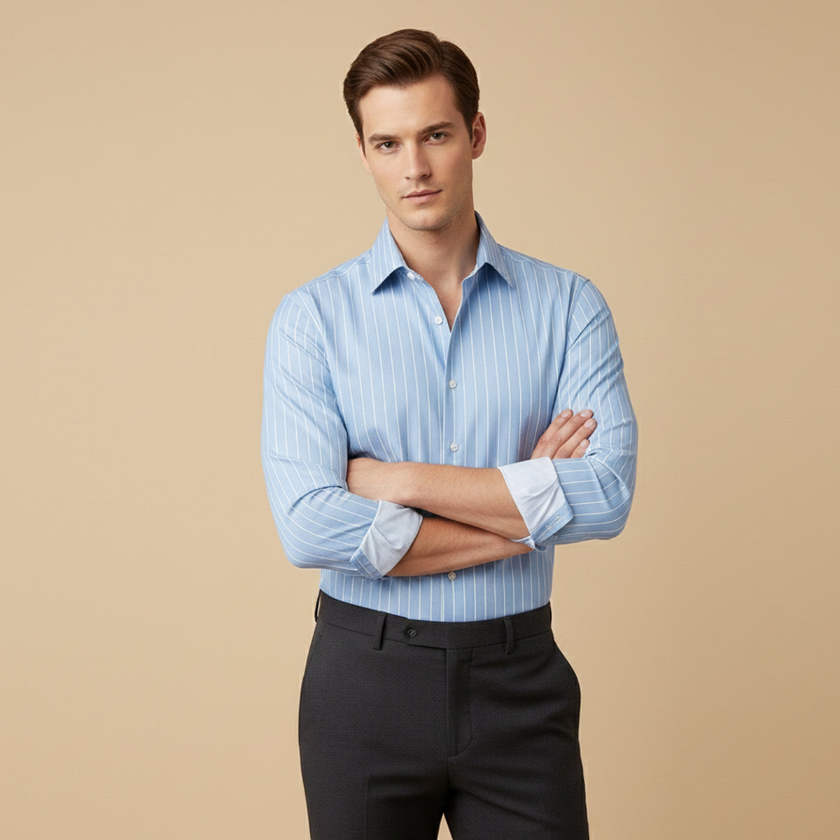 The Amalfi Men’s Casual Slim Fit Striped Button Up Shirt