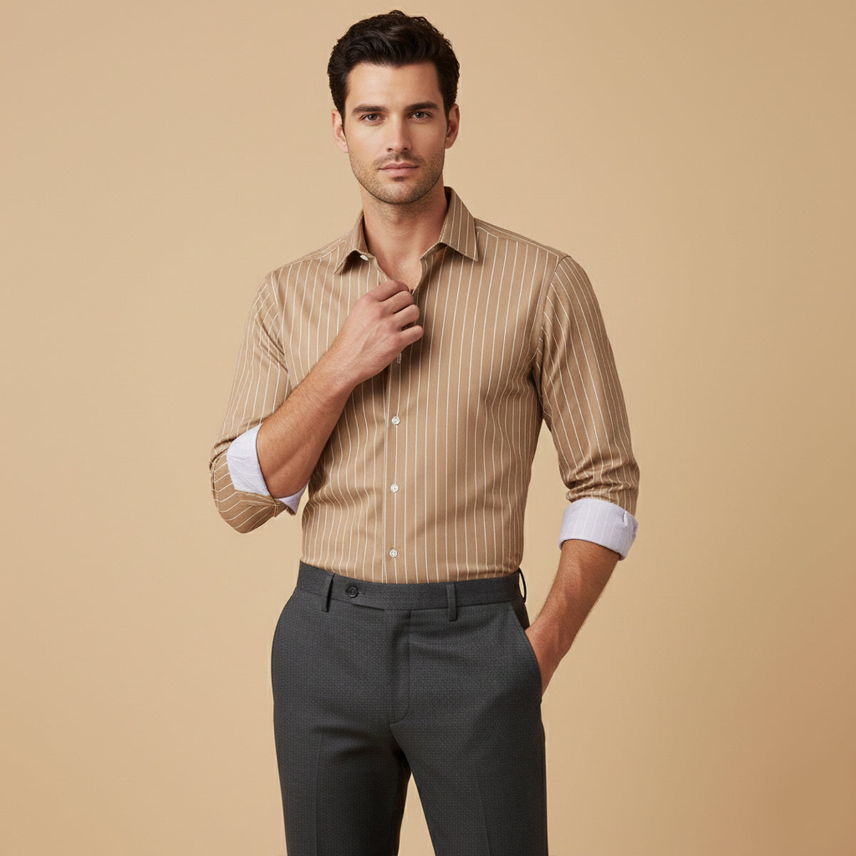 The Sorrento Men’s Trendy Slim Fit Striped Button Up Shirt