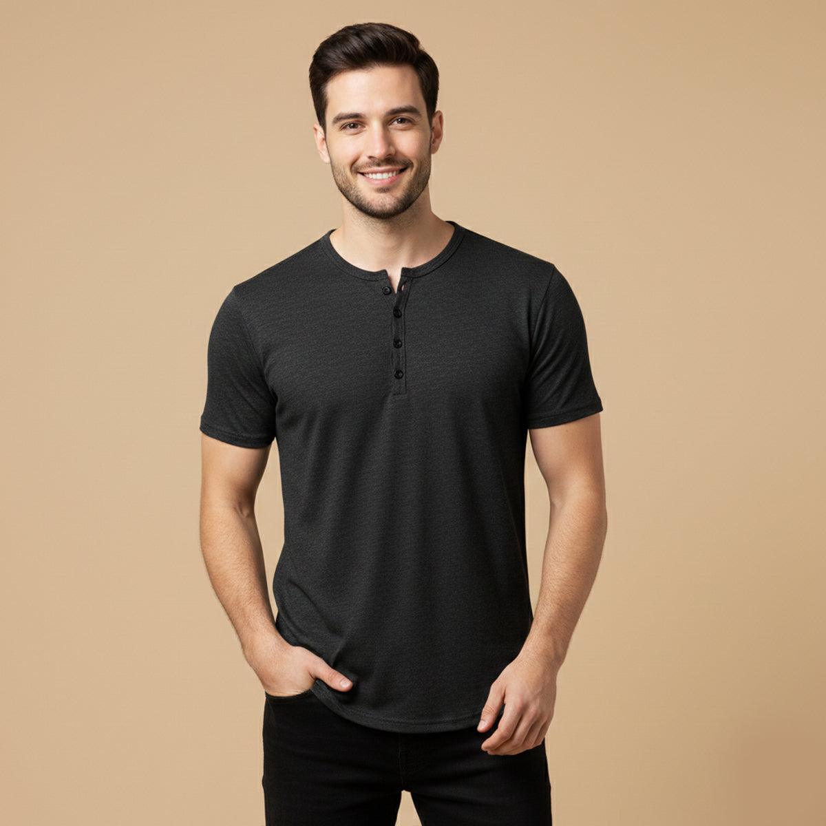The Bathwick Men’s Breathable Henley Collar Summer T Shirt