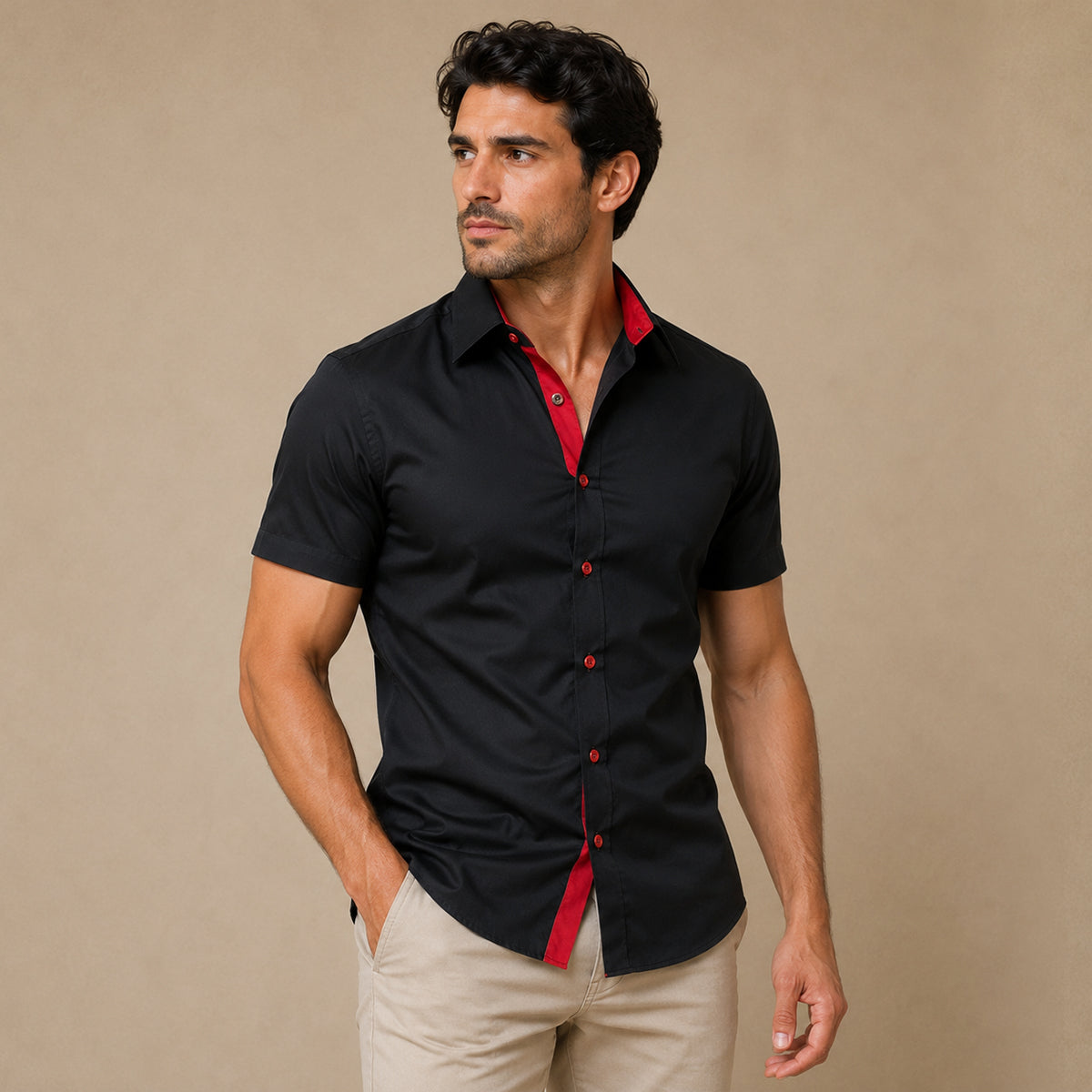 The Treviso Men’s Trendy Business Solid Button-Up Shirt