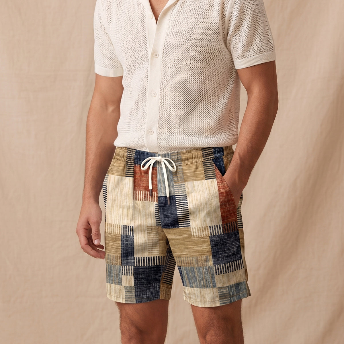 The Stratford Men’s Casual Drawstring Checked Summer Shorts