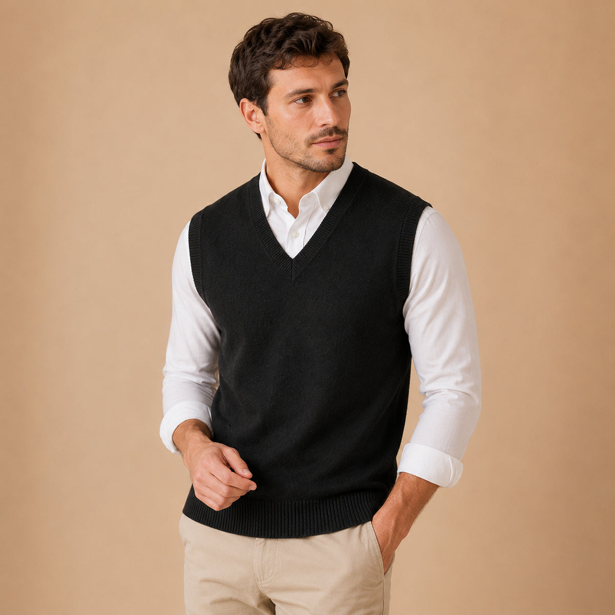 The Milan Men's V Neck Knit Cotton Vest
