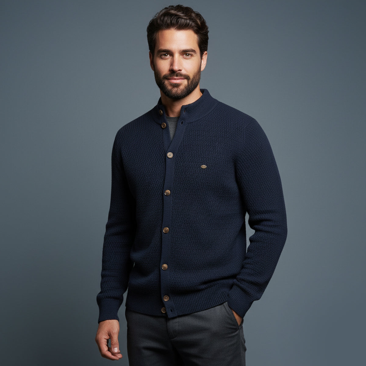 The Caernarfon Men's Casual Button Up Knitted Cotton Cardigan