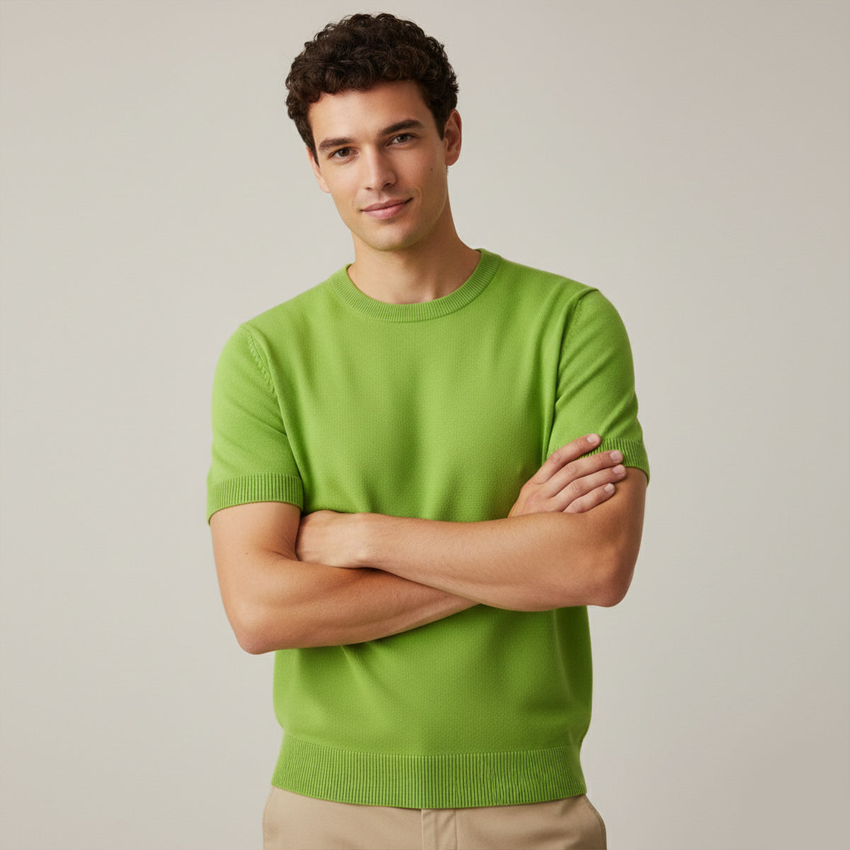 The Evoque Men’s Slim Fit Wool Shirt – Lightweight Short Sleeve Knit