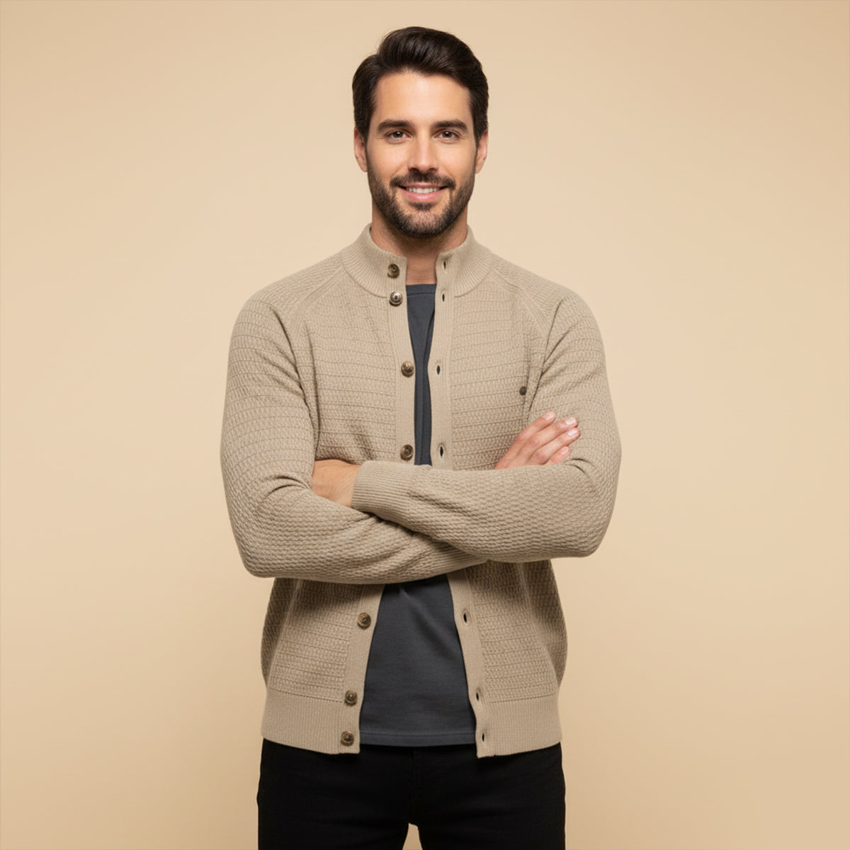 The Caernarfon Men's Casual Button Up Knitted Cotton Cardigan