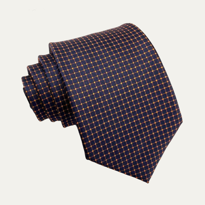 The Monterosso Silk Neck Tie - Brown Check Pattern