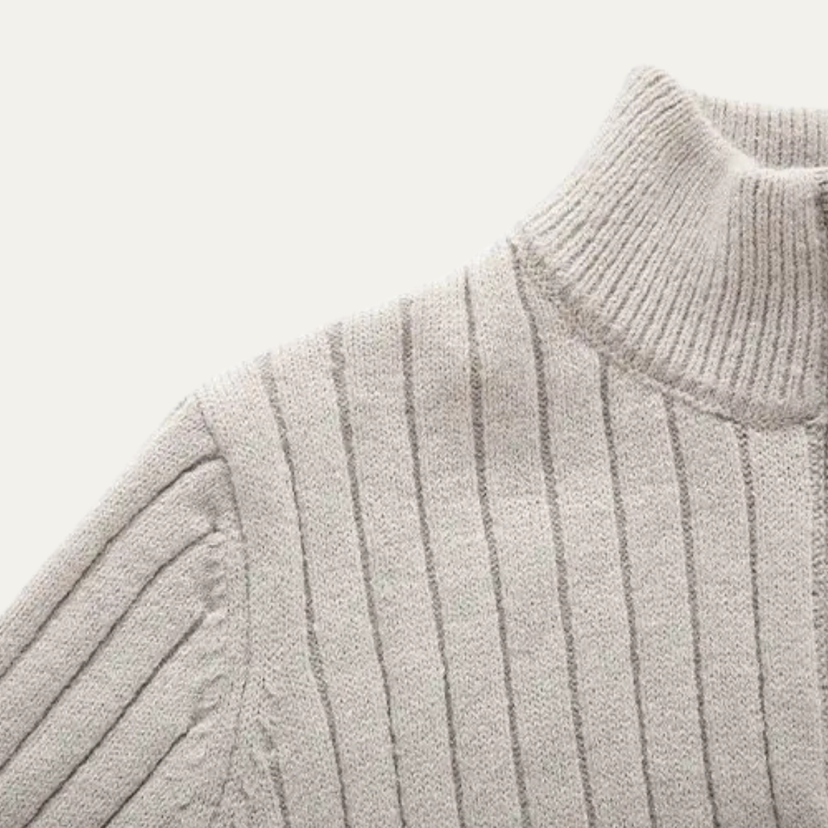 The Favignana Men's Knitted Stand Collar Ribbed Half Zip Sweater