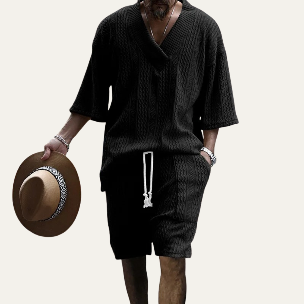 The Glenhurst Ridge Men’s Breathable Summer Knitted Set – Polo Shirt & Short