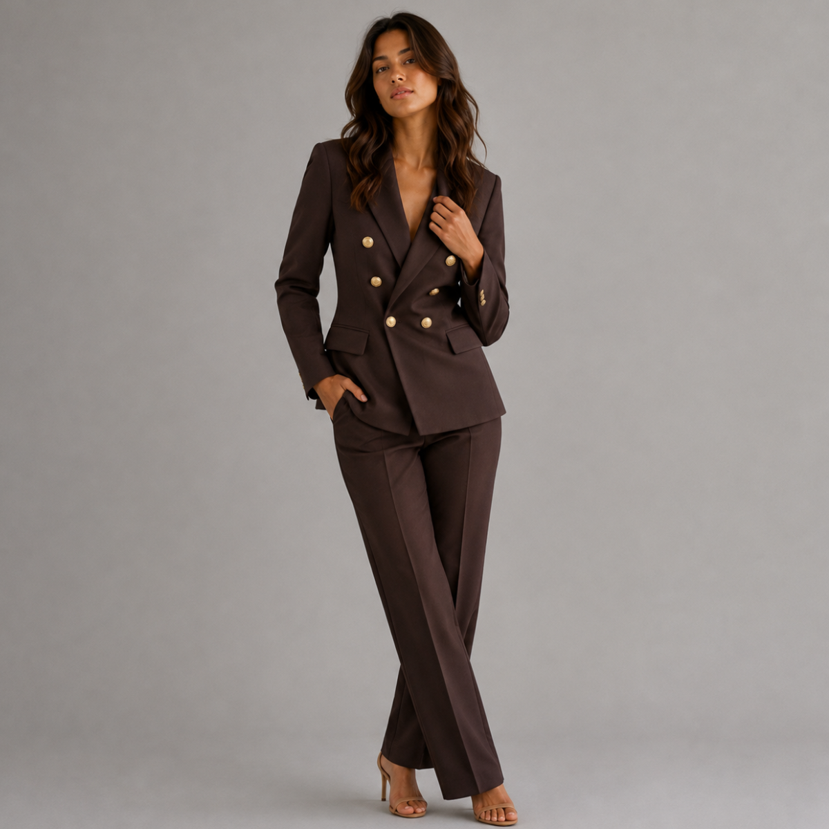 Tailored Blazer & Straight Leg Pant Suit Set