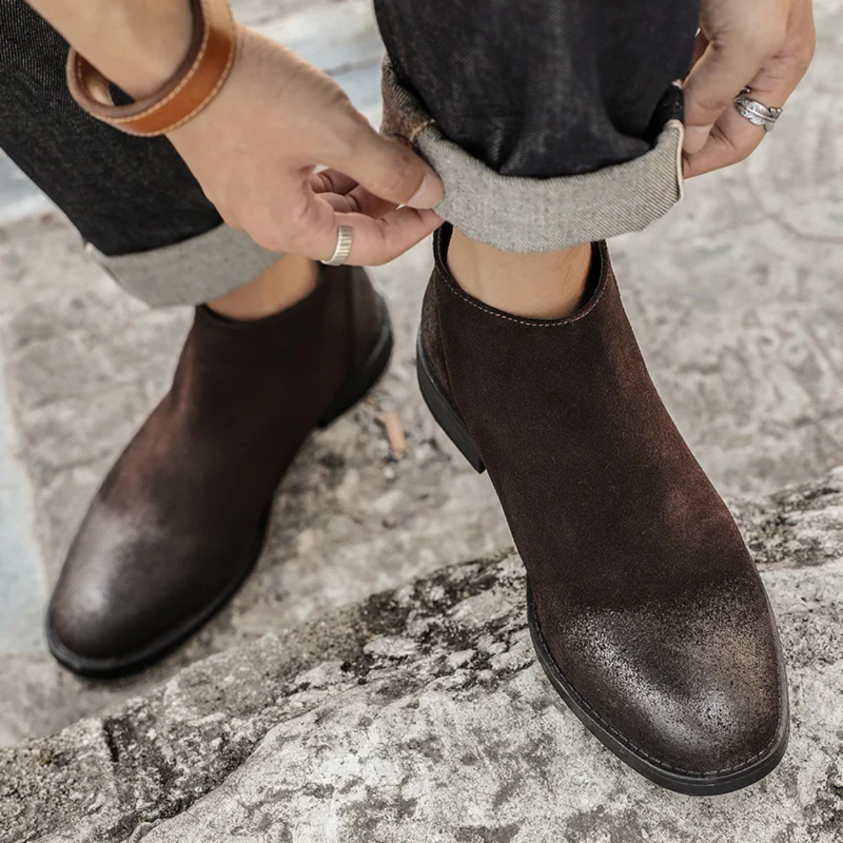 The Vicenza Men’s Zip Up Suede Leather Ankle Boots
